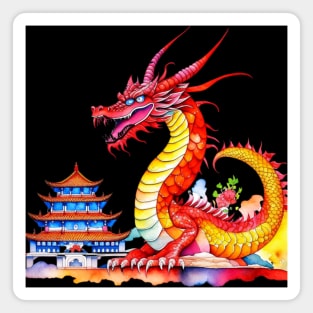 Red 2024 Chinese New Year Chinese Year of the Dragon Lunar New Year Magnet
